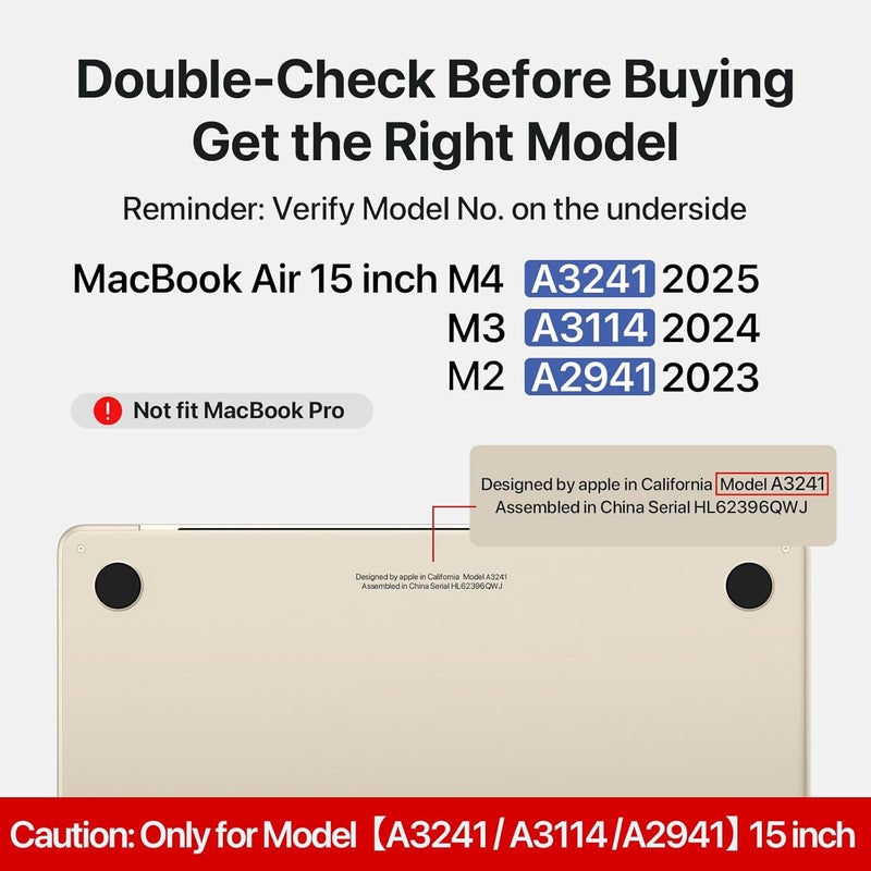 soonjet غطاء لجهاز MacBook Air مقاس 15 بوصة M4 2025 2024 2023 M3 M2 [مطابقة 100% للون الرسمي] [درع فائق النحافة] غلاف صلب لجهاز الكمبيوتر المحمول A3241 A3114 A2941 - شفاف بلون النجوم - Image 3